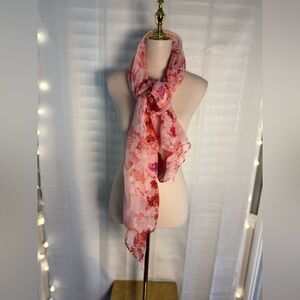 Peter Som Pink and Red Silk Scarf